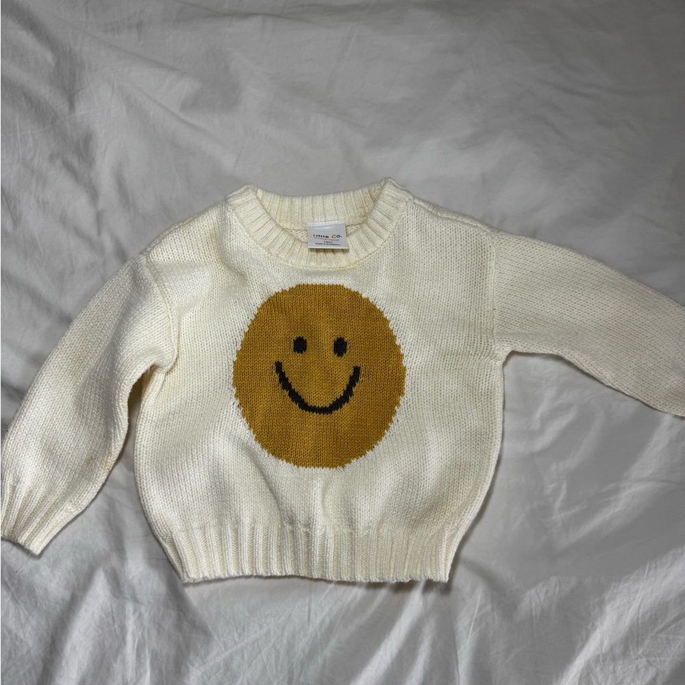 Little Co by Lauren Conrad Cream Smiley Face Sweater 12m